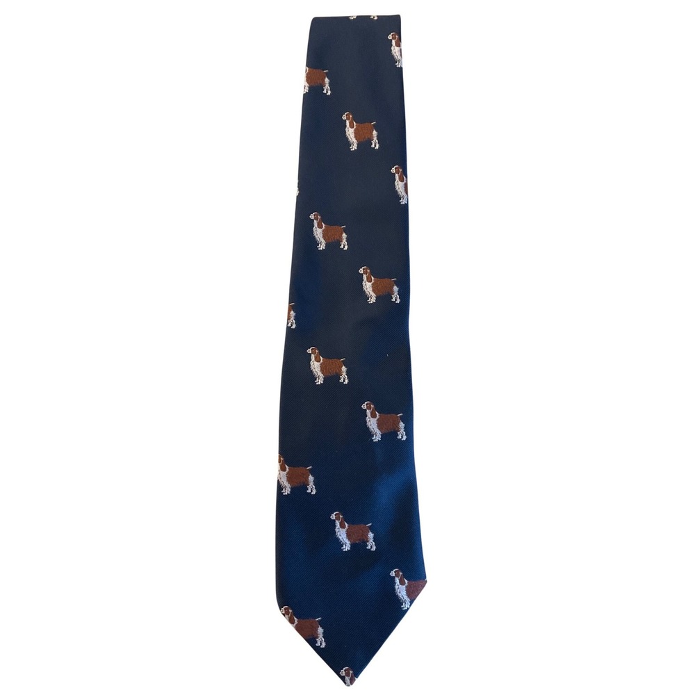 Vintage Chipp Silk Tie Spaniel Dog Motif Ivy League Preppy Trad Sporting Kitsch